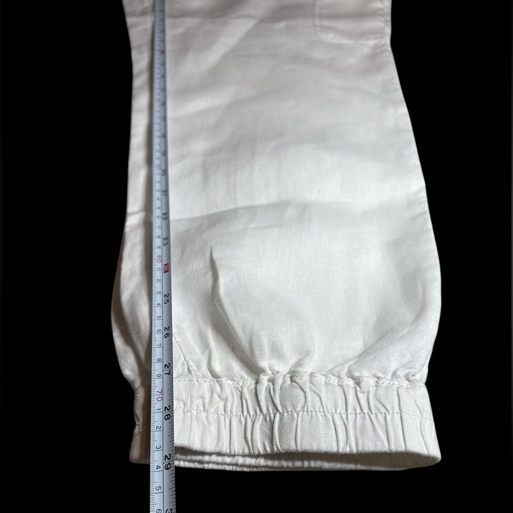 White Nicole Miller 100% Linen Cargo Jogger Pants - Picture 10 of 11